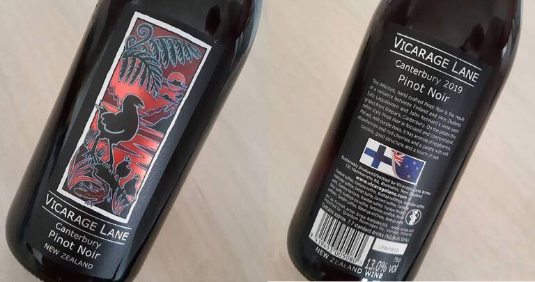 Vicarage Lane Canterbury Pinot Noir 2019, Viinihetki